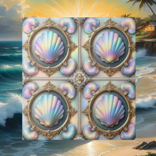 Azulejo De Cerâmica Decoração Náutica de Luxo   Casa de Praia Opal Sea