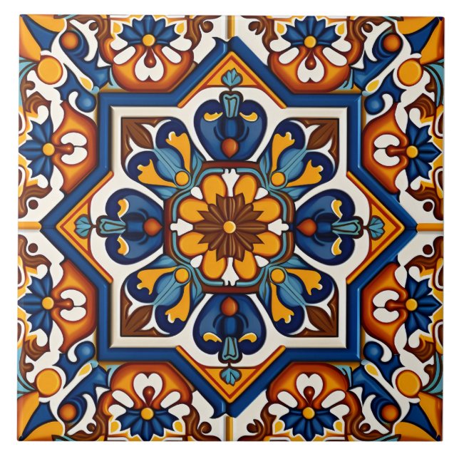 Azulejo De Cerâmica Decoração tradicional espanhola do Mediterrâneo (Frente)