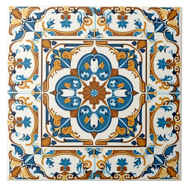 Azulejo De Cerâmica Decoração tradicional espanhola do Mediterrâneo (Frente)