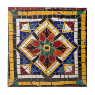 Azulejo De Cerâmica Decoração vermelho-amarela-do-mosaico