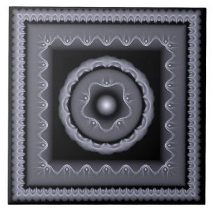Azulejo De Cerâmica decoração visionária fractal cinza