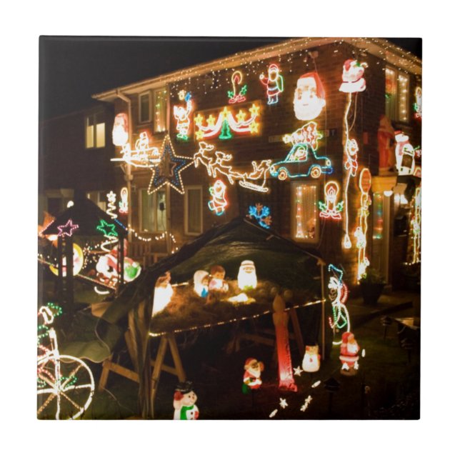 Azulejo De Cerâmica Decorações de Natal ao ar livre (Frente)