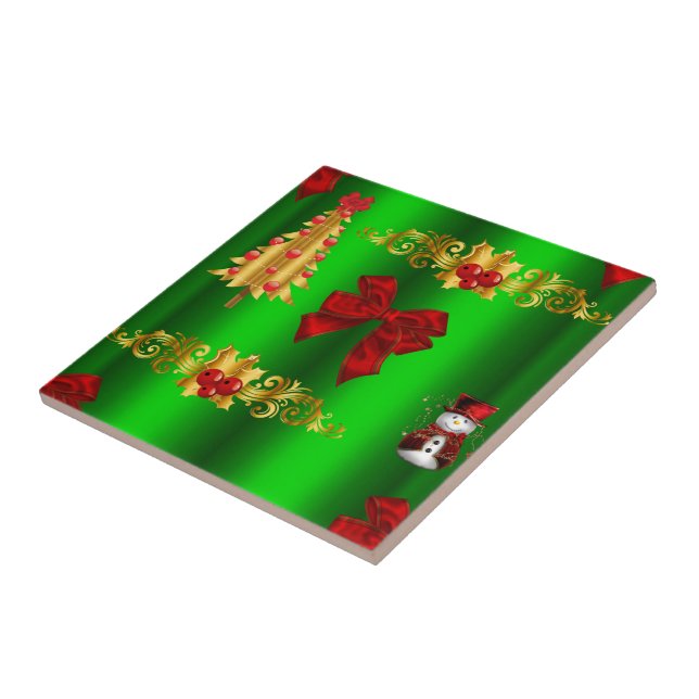 Azulejo De Cerâmica Decorações de Natal Em Verde (Lateral)