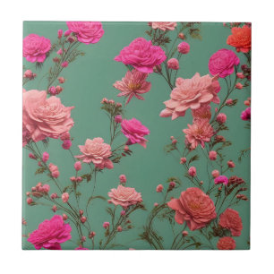 Azulejo de cerâmica decorativa floral de rosas cor
