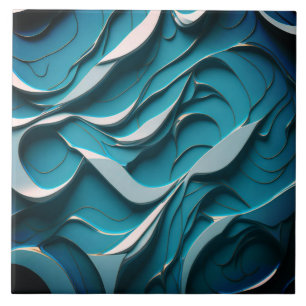 Azulejo de cerâmica decorativa "Turquoise Waves VI