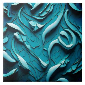 Azulejo de cerâmica decorativa " Turquoise Waves X