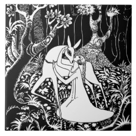 AZULEJO DE CERÂMICA DEER AND WOMAN DECORATIVE TILE