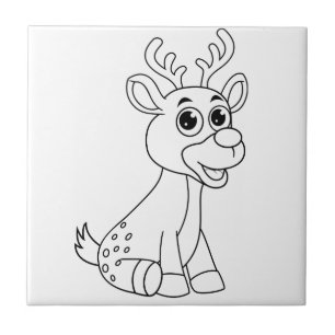 Azulejo De Cerâmica Deer Animal Fawn Baby Jovem Animal Cópula Postcar