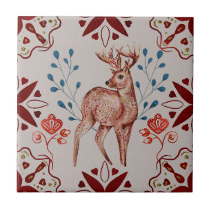 Azulejo De Cerâmica Deer Magical Folk Nordic Art
