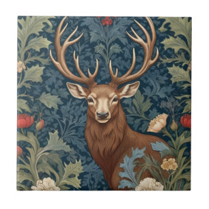 Azulejo De Cerâmica Deer Stag William Morris estilo à esquerda