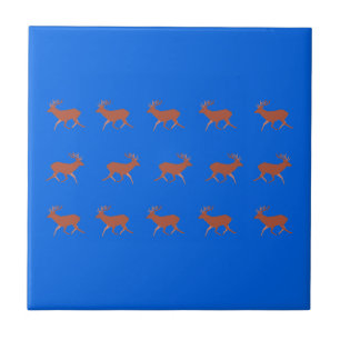 Azulejo De Cerâmica Deer Walking Festive Pattern