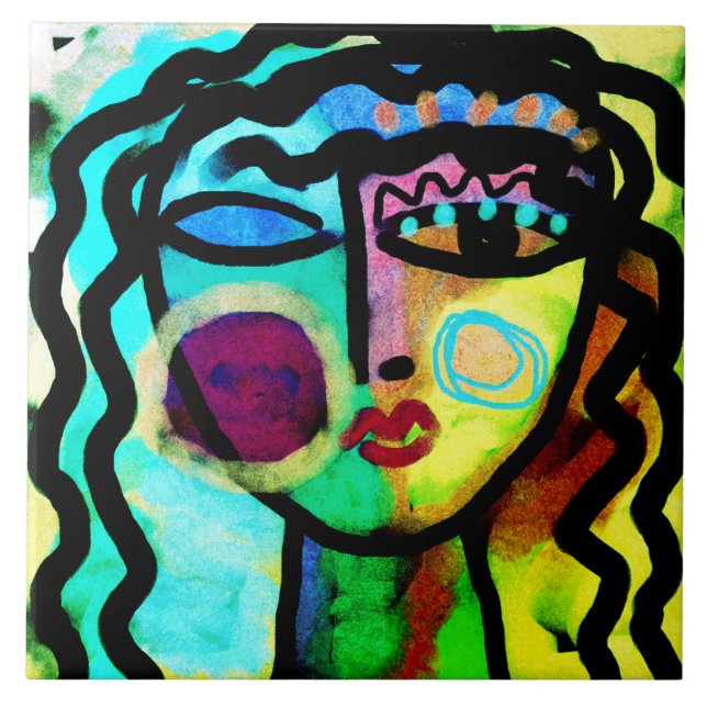 Azulejo De Cerâmica Deixe-me em paz com a Abstrato de arte original (Frente)