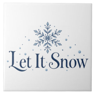 Azulejo De Cerâmica Deixe Nevar Floco de Neve Minimalista Natal Cerâmi