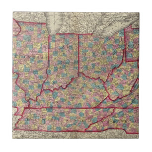 Azulejo De Cerâmica Delaware, Illinois, Indiana, e Iowa