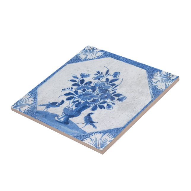 Azulejo De Cerâmica Delft Blue Birds floral Country Toile Stone (Lateral)