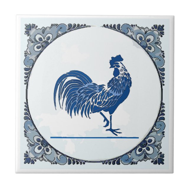Azulejo De Cerâmica Delft look Rooster, change image,  Ceramic Tile (Frente)