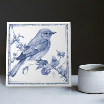Delft Mountain Bluebird Art Nouveau Primavera Bird