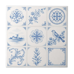 Azulejo De Cerâmica Delft Renascença Azul e Branco – Clássico e Modern