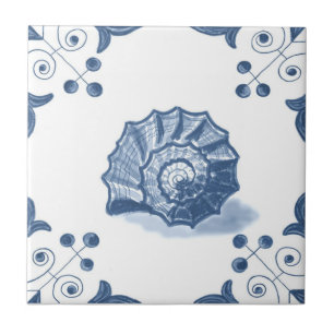 Azulejo De Cerâmica Delft Shell espiral telha com cantos do rolo