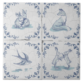 Azulejo de Cerâmica Delft Suporte Floresta Animais
