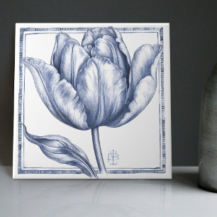 Azulejo De Cerâmica Delft Tulip Wall Decor Art Nouveau Watercolor