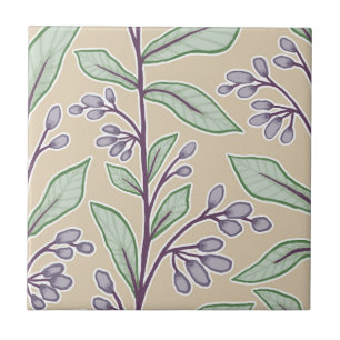 Azulejo De Cerâmica Delicada Reverie Botânica L8 Plantas Grandes Roxo