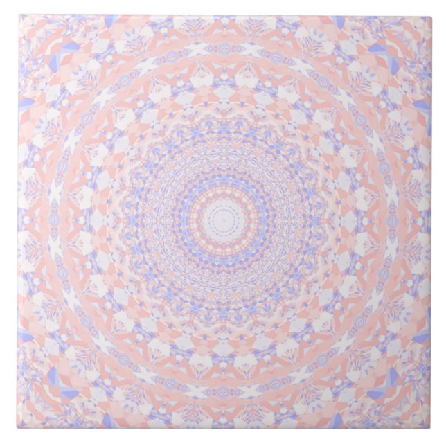 Azulejo De Cerâmica Delicado Intrincado Bonito Pastel Abstrato Mandala (Frente)
