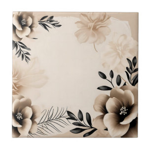 Azulejo De Cerâmica Delicar Fundo bege com Flores
