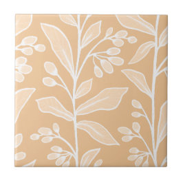 Azulejo De Cerâmica Delicar galhos brancos mínimos do Reverso Botânico