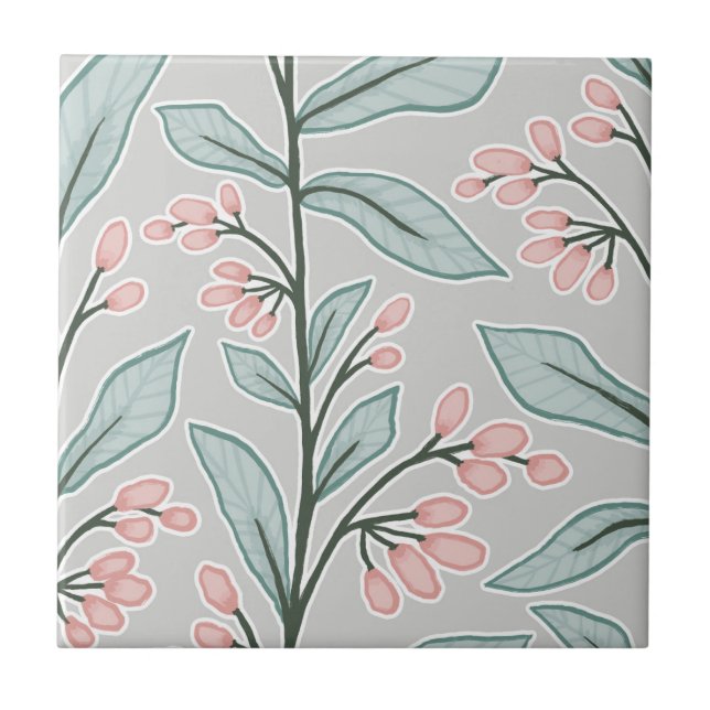 Azulejo De Cerâmica Delicar O Reverso Botânico L3 Grandes Plantas Past (Frente)