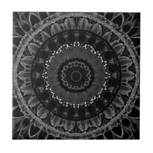 Azulejo De Cerâmica Delicar Preto e Branco Floral