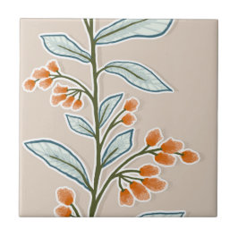 Azulejo De Cerâmica Delicar Reverso Botânico L7 Grandes Plantas Laranj