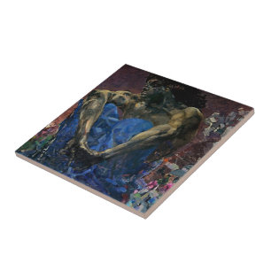 Azulejo De Cerâmica Demónio assentado Vrubel- de Mikhail