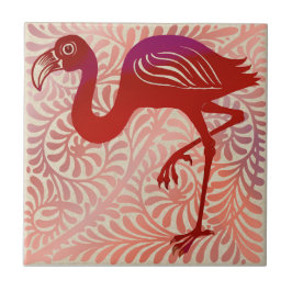 Azulejo De Cerâmica DeMorgan Ruby Luster Bird Flamingo 1880s Repro