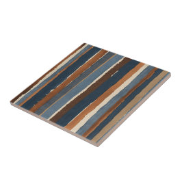 Azulejo De Cerâmica Denim-blue copper and brown stripes