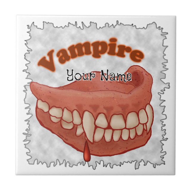 Azulejo De Cerâmica Dentes de Velho Vampiro (Frente)