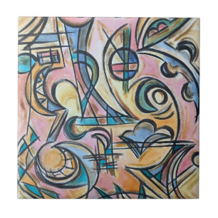 Azulejo De Cerâmica Dentro do Labirinto-Arte Abstrata Pintada à Mão