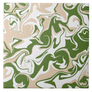 Azulejo De Cerâmica Derramar - Branco, Areia e Verde Palm