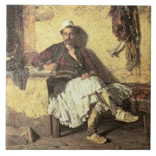 Azulejo De Cerâmica Descanso albanês da sentinela (Arnaueti) (óleo n