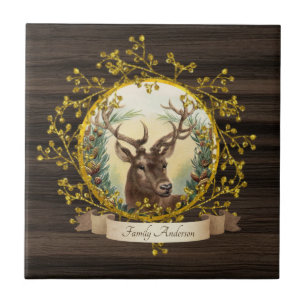 Azulejo De Cerâmica Desdecoração do Stag Rustic Vintage Personalizada
