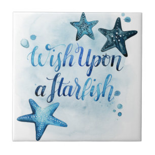 Azulejo De Cerâmica Deseje com um Starfish