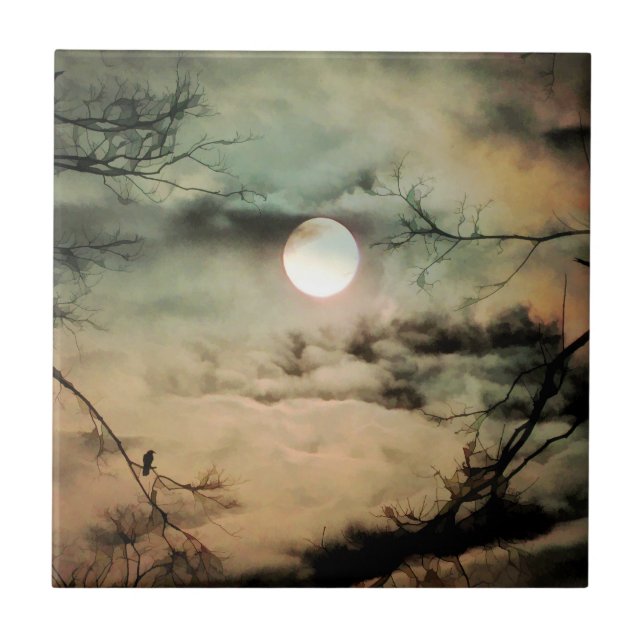 Azulejo De Cerâmica Deseje Uma Lua Completa (Frente)