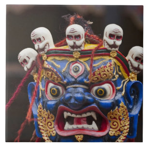 Azulejo De Cerâmica Desempenho de dança mascarada no Festival Tshechu