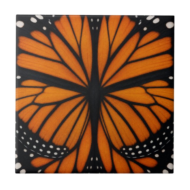 Azulejo De Cerâmica Desenho Abstrato da Borboleta Monarca (Frente)