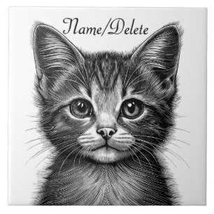 Azulejo De Cerâmica Desenho Adorável de Young Cat Personal