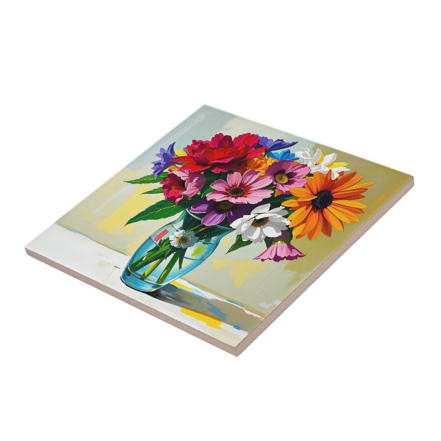 Azulejo De Cerâmica Desenho Artístico Floral Magnífico (Lateral)