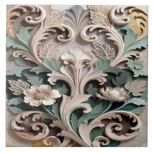 Azulejo De Cerâmica Desenho Barroco Floral Talhado Elegante