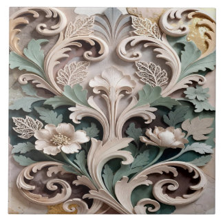 Azulejo De Cerâmica Desenho Barroco Floral Talhado Elegante