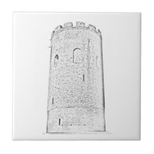 Azulejo De Cerâmica Desenho da Arquitetura de Torre Antiga