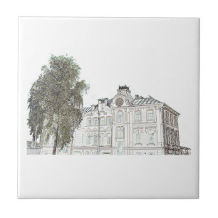 Azulejo De Cerâmica Desenho da Arquitetura do Sinagoga Antigo